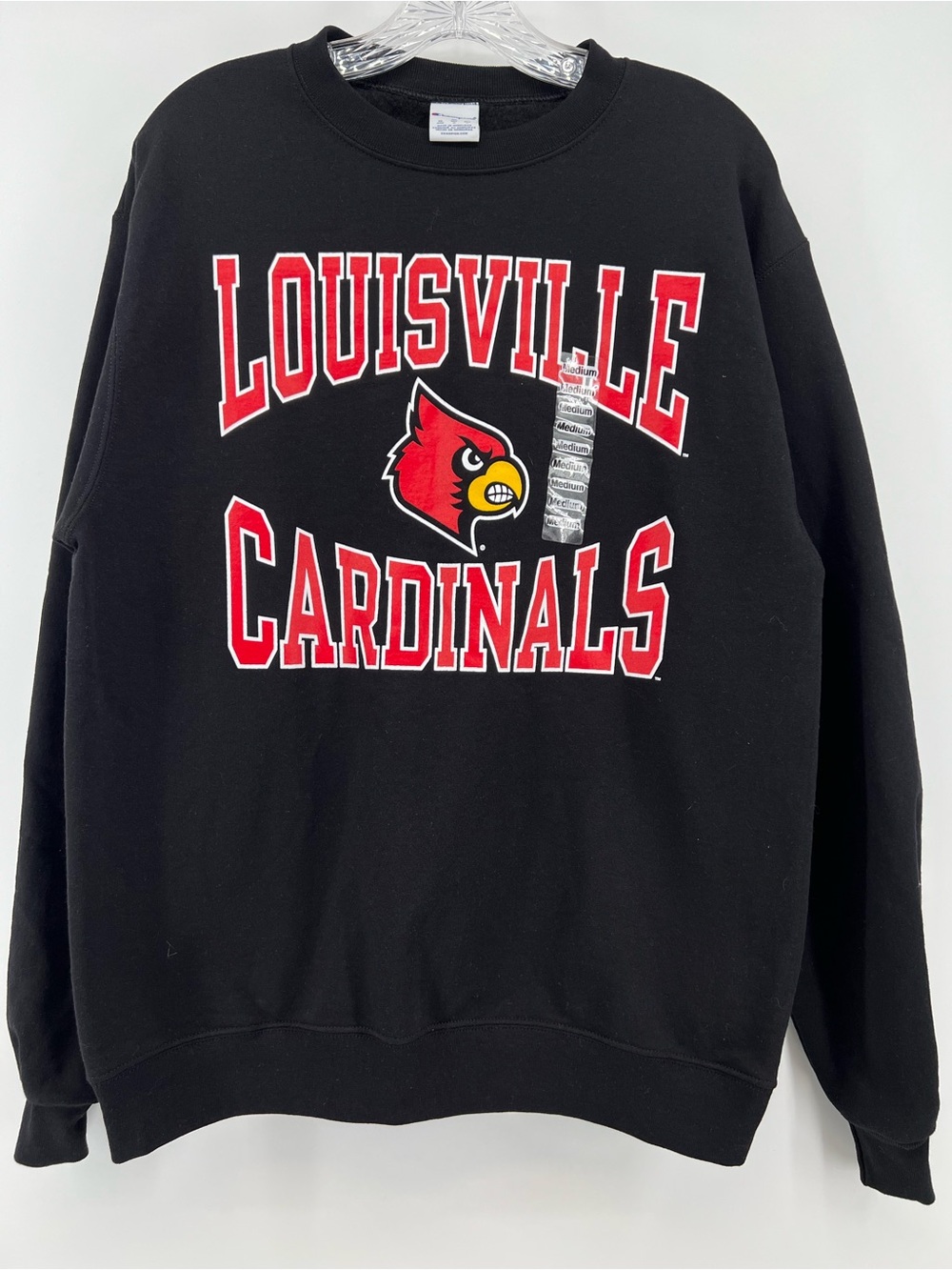 Louisville Cardinals Sweatshirt Champion Black Crewneck Medium College Swag